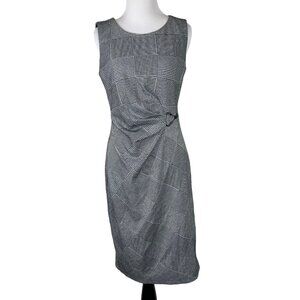 EnFocus Studio Womens Sleeveless Plaid Sheath Dress Size 6 Gray & Black